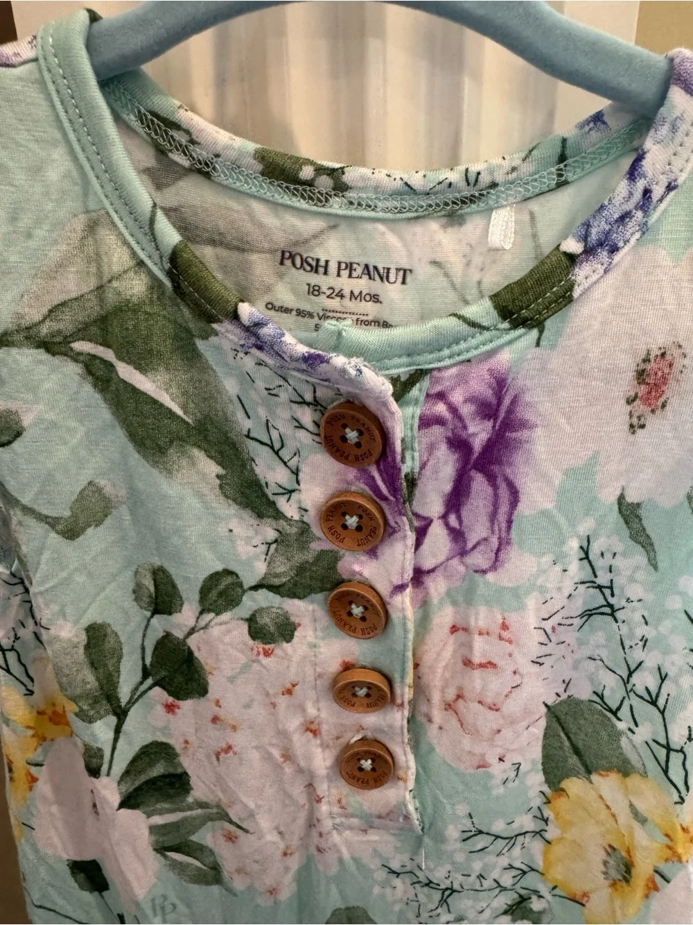 Posh Peanut Floral Mint Green One-Piece Bodysuit